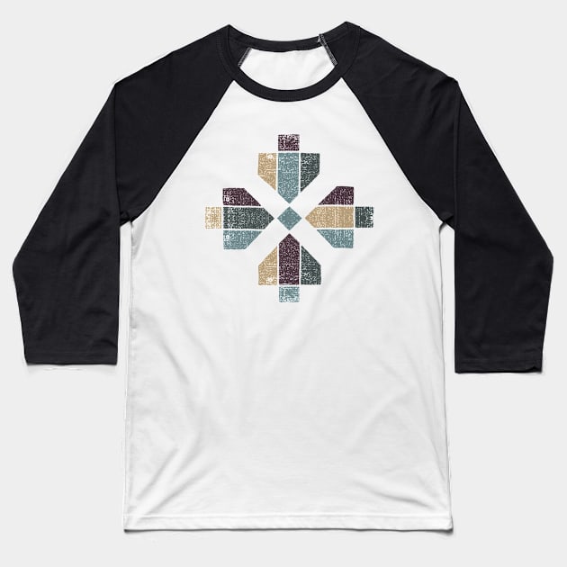 Western Tribal Abstract Geometry with Earth Tones Baseball T-Shirt by ddtk